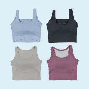 Women solid color sports crop top,sports running vest,tennis top,gym top