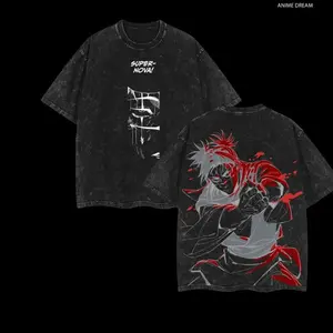 Jujutsu Kaisen Double Sided Print Vintage Washed T Shirt Anime Supernova Pattern Unisex Oversized Heavyweight Cotton Tee Streetwear Harajuku Style Casual Tops Ideal Gift For Anime Fans