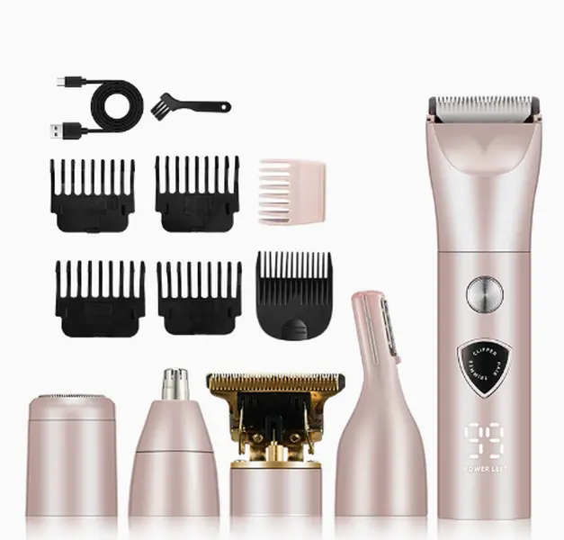 5-in-1 Rechargeable Hair Trimmer Kit - USB Rechargeable Barber Set  with Beard, Nose,face Hair Clipper, Eyebrow knife,Cordless Professional Men's Trimmer Hair Cutting Kits