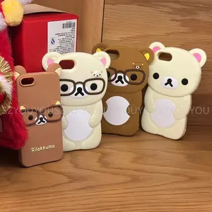 For iPhone 17 Pro 4 4S 5 5S 6 16 Pro Max 15 14 Plus 13 12 11 7 8 SE Rilakkuma Bear Chocolate Cartoon Soft Silicon Phone Case