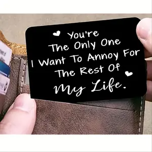 1pc Romantic Wallet Card Greeting Card "You're the only one I want to mess with for the rest of my life" Valentine's Day, Anniversary, Christmas Romantic Gift - For Him & Her Back-to-School Season Greeting Cards