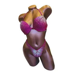 Burgundy Iridescent Figure Competition Suit | Top 34C / Bottom S | Ready to Ship