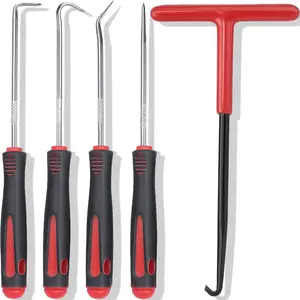 Spring Hook O Ring Pick Set 5 count for Automotive Oil Seal O-Ring Seal Gasket Hook and Pick Set  Spring Puller Tool Mechanic Pick Set