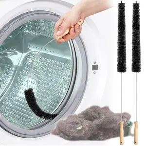 LMMAKE Dryer Vent Cleaner with Long Handle Efficient Lint Removal Tool for Dryer Vent Trap and Refrigerator Coil Cleaning Wooden Handle & PP Bristles