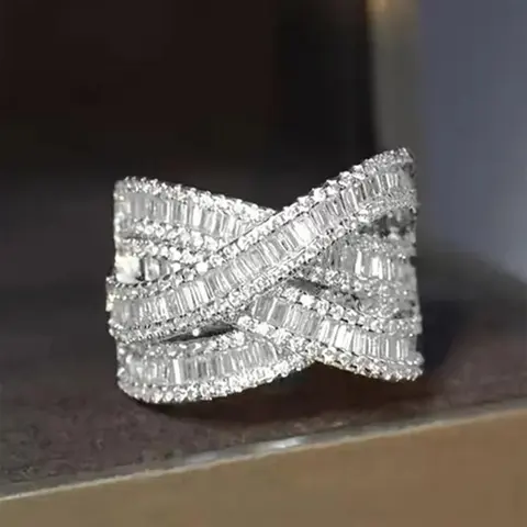 Elegant Artificial Crystal & Rhinestone Decorated Ring, Fashion Accessories for Women, Daily Hand Decor, Trendy All-match & Exquisite Jewelry for Birthday Gift, Pave Engagement Ring, Vintage Crystal Ring, Fashion Rings, Beautiful Rings