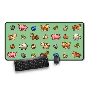 (full size)Stardew Animals Mouse Pad - Extra Large, Non-Slip Rubber Base, Gaming Mouse Pad Design,