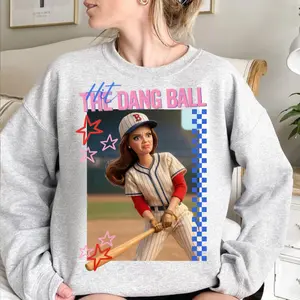 Hit The Dang Ball Baseball Mom Shirt, Game Day Softball Tee, Distressed Doll Face Meme Shirt, Funny Sports Mom Graphic Tee, Vintage Style Baseball Shirt, Softball Mom Gift