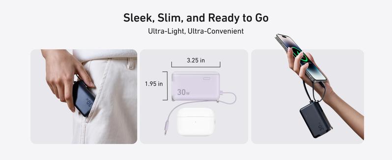 Anker 3-in-1 Power Bank, 5,000mAh Portable Charger with Built-In Cable and Foldable Plug, 30W Battery Pack, For iPhone 15 Series, MacBook, and More Anker 3-in-1 Power Bank, 5,000mAh Portable Charger with Built-In Cable and Foldable Plug, 30W Battery Pack, For iPhone 15 Series, MacBook, and More