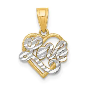 10k Yellow w/Rhodium 22 mm  LOVE Heart Charm (0.4 grams)