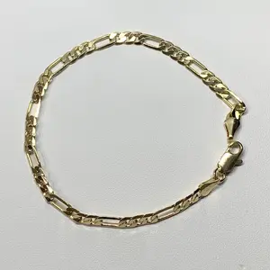 YELLOW gold Bracelet 14K Gold Filled bracelet, Pulsera Figaro Brazilian Gold Filled Jewelry