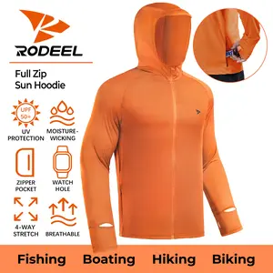 【RODEEL】930 Full Zip Sun Hoodie Shirts w/ Thumbhole Men UPF 50+ UV Protection Long Sleeve Lightweight Quick Dry Moisture Wicking Breathable Cooling Athletic Activewear for Outdoor Sports Hiking Camping Fishing Construction, Holiday Gift