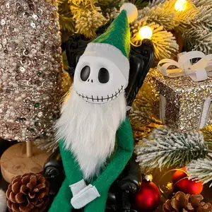 Halloween Christmas Jack Gnome Figurine Decoration, Spooky Night Decorative Ornament, Festive Holiday Home Accent, Unique Gift Idea