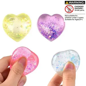 4/8pcs Shiny Aurora Heart Squeeze Stress Balls, Slow Bounce Squeeze Toy, Desk Stress Relief Fidgeting Toy, Anxiety Relief, Desktop Decoration Gift, Kawaii Squishies