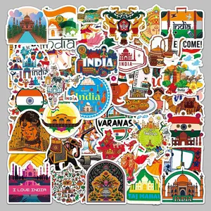 India Series Graffiti Sticker, 50pcs/set Waterproof Decorative Sticker, DIY Creative Decal for Phone Case, Laptop, Notebook, Helmet, Skateboard
