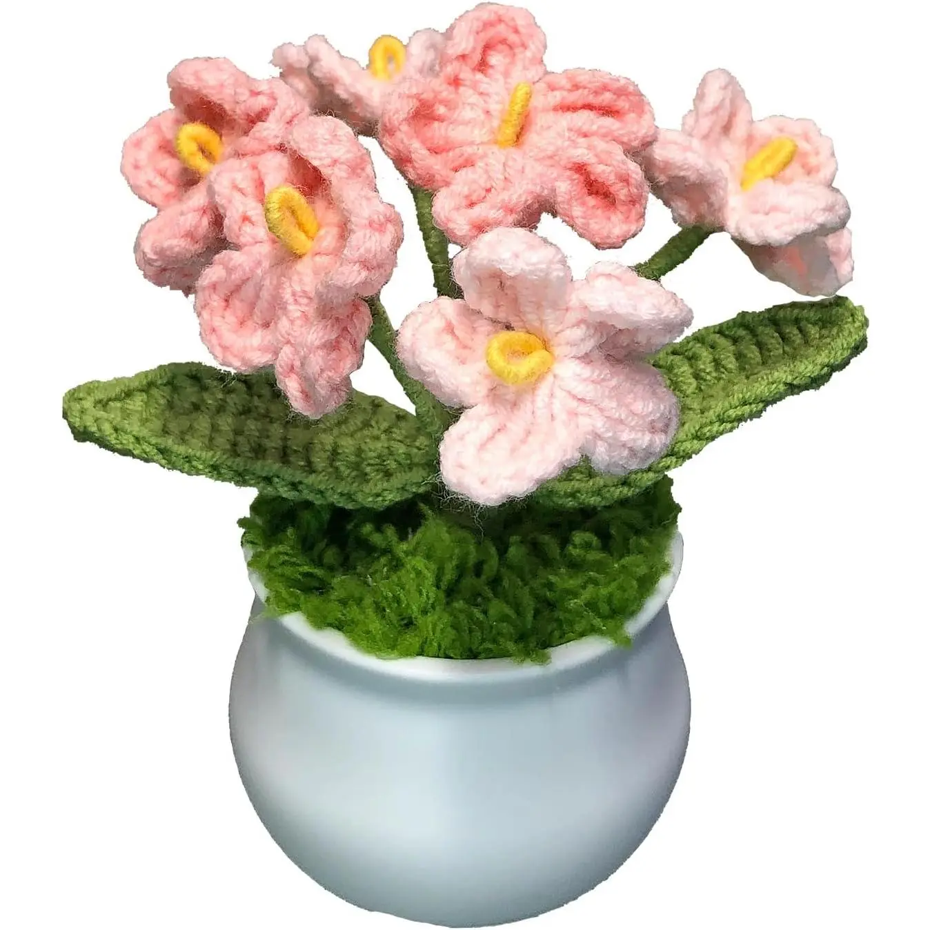 Crochet  Cute Potted Flower,  for Birthday, Teacher's Day, Graduation, Anniversary, Christmas, Valentines, Decor for  Dashboard,Home Office Decoration (Pink Gradient Myosotis)
