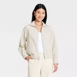 Women's Mock-Neck Full Zip Bomber Jacket - A New Day