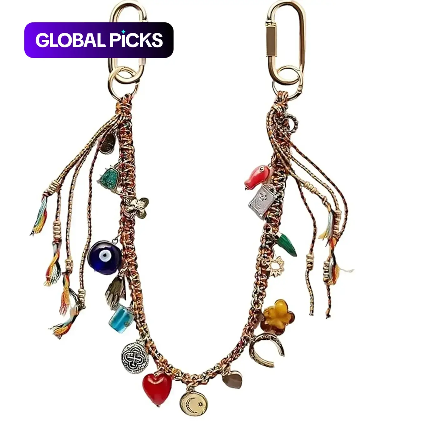 Braided Rope Beaded Chain Keychain, Handbag Purse Backpack Charm Accessory for Women Keychain Charms #GLOBAL PICKS