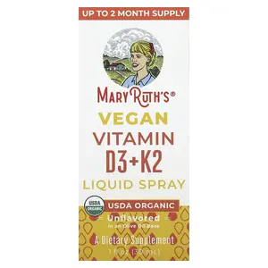 MaryRuth's Vegan Vitamin D3 + K2 Liquid Spray, Unflavored, 1 fl oz (30 ml)