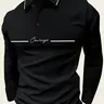 Men's Long Sleeve Polo Shirt with 'Courage' Print, Casual and Business Casual Attire for Fall/Spring, Lightweight and Ideal for Daily Outings