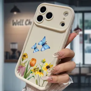 Case for iPhone 17 Air 16E 16 15 14 Pro Max 13 12 11 X XS E Plus Butterfly in Bloom Shockproof Drop Protection Rugged Durable Silicone Cover Cellphone Protective Smartphone Casing