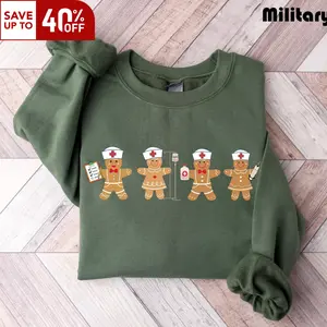 Christmas Sweatshirt, Gingerbread Christmas Sweatshirt, Gingerbread Nurse , Nurse Christmas Sweatshirt, Christmas Vibes,Nurse Sweatshirt Classic Menswear