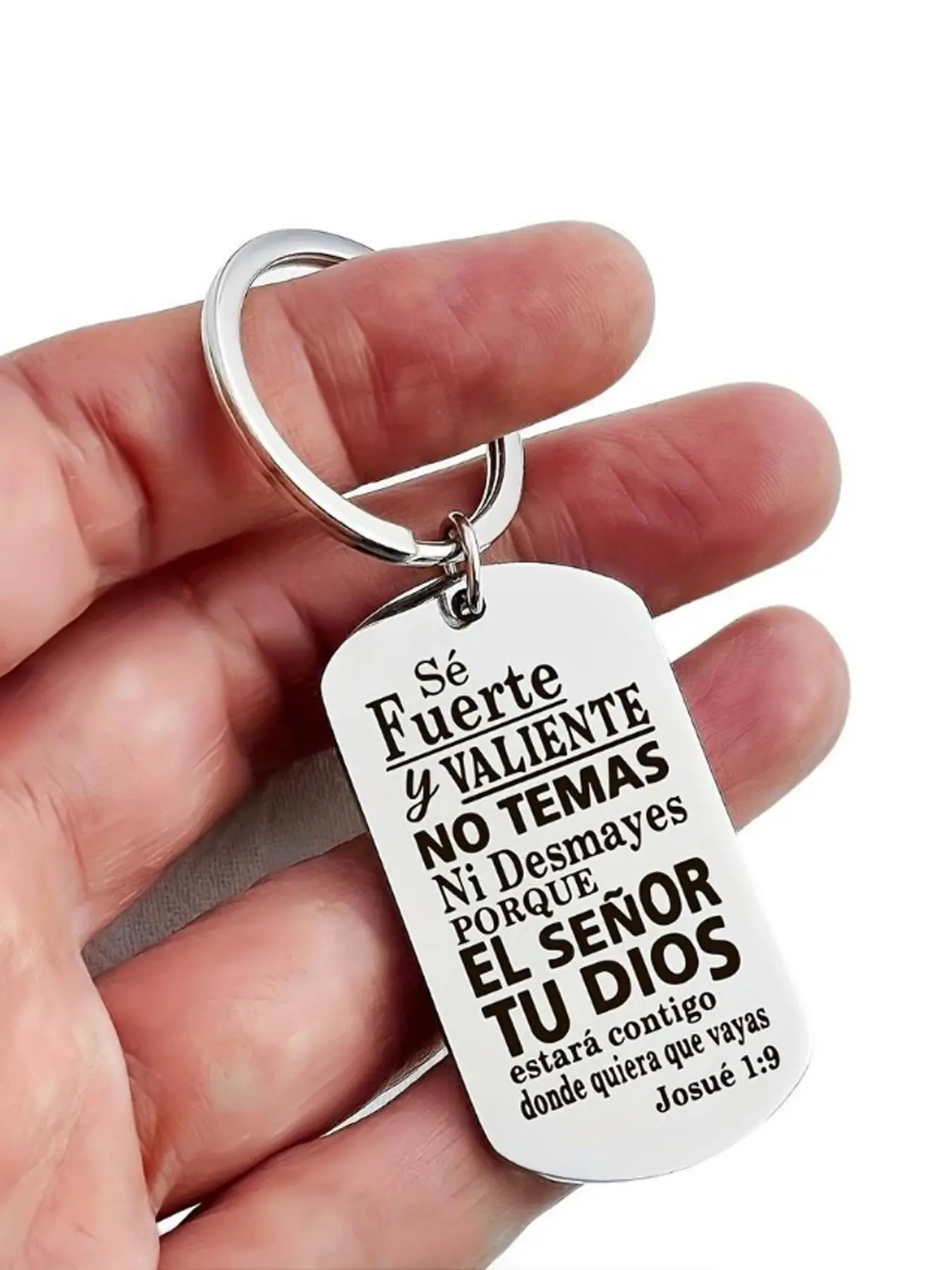 Spanish Stainless Steel Inspirational Keychain, Stylish Keyring, Boho Style Motivational Accessory, Ideal Gift for Jesus Believers, All Seasons