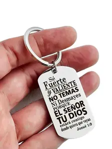 Spanish Stainless Steel Inspirational Keychain, Boho Style Motivational Accessory, Ideal Gift for Jesus Believers, All Seasons