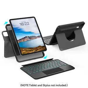 accrosoo For iPad 11th/10th Gen, iPad Air  (M3/M2)&Pro (4th/3rd/2nd/1st Gen)&Air 5th/4th,  iPad Pro M4, iPad 7/8/9 Gen, 360° Rotatable & Detachable Keyboard Case, Portrait & Landscape, Multi-Gesture Touchpad, Full Protect, Magnetic, 7 Backlits