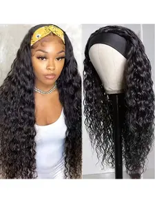 26-Inch Wavy Hair Band Wig for Women, Synthetic Fiber Half Wig with Elastic Band, Glueless Synthetic Wig, Glue-Free Design, Natural Look, Daily Wear, Curly Headband Wig