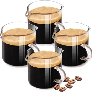 Glass Coffee Cups Set, Creative Glass Water Glasses, 100ML Espresso Cup Kit, Dual Spout Mixing Cups, Cafe Brewing Supplies