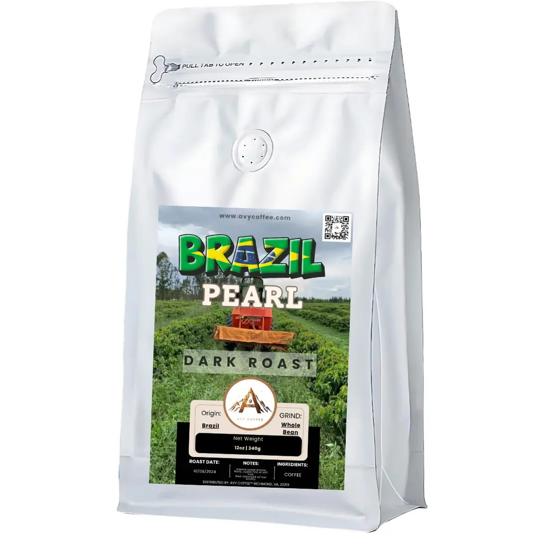 Avy Coffee Brazil Pearl 1 LB Dark Roast 434 Grams Coffee Beverage Bean - Daterra Classic Estate Flavor, Super Coffee Plus Espresso Blend