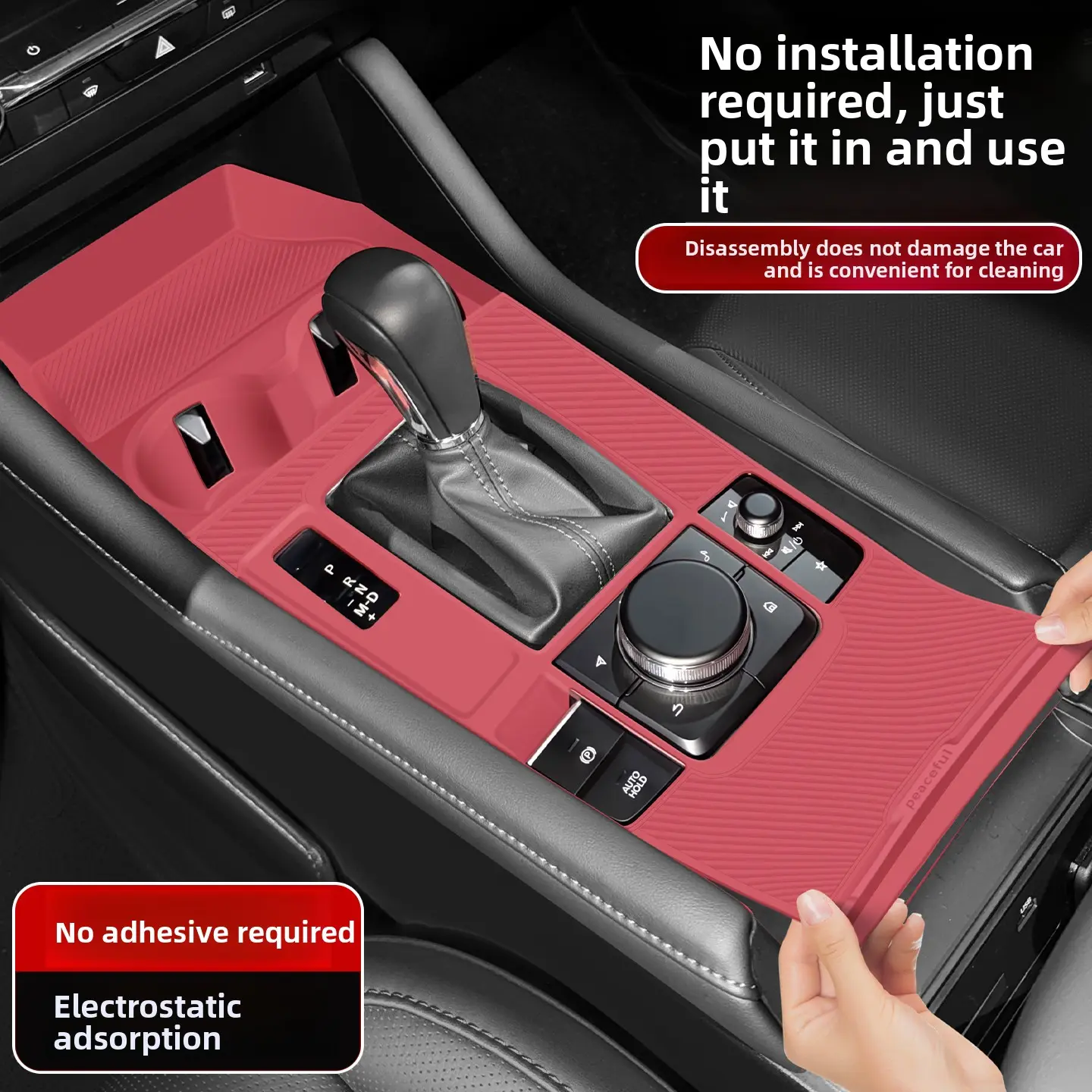 Center Console Silicone Mat for 2019–2025 Mazda3（ Mazda3 Sedan / Mazda3 Hatchback）, Durable Anti-Scratch Anti-Slip Easy Clean Car Interior Protector