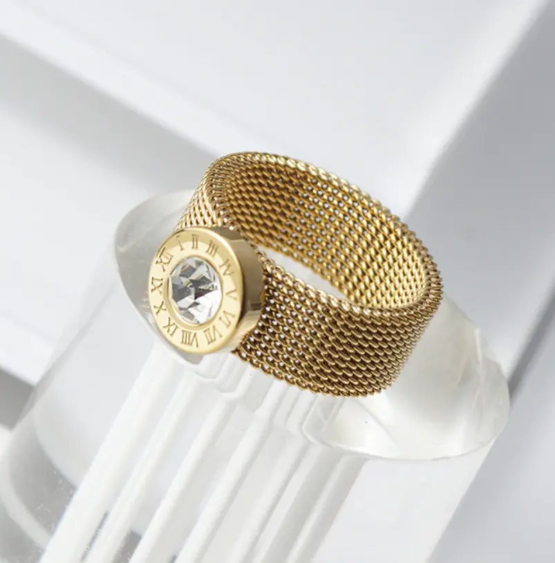 R384- Gold Color Stainless Steel Ring Roman Numeral!