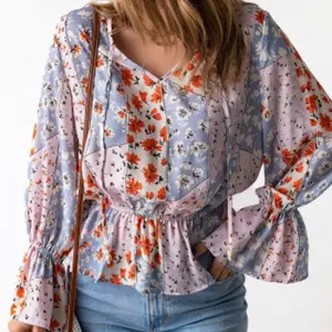 Floral Print Cinched Blouse