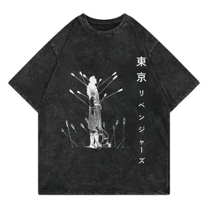 valentine shirts  Vinland Saga Anime Vintage Washed Tshirt Graphic Print Hip Hop 11Streetwear Loose Y2k Summer Male Female Casual Plus Size Tee soft