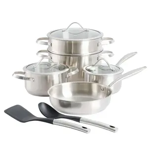Kenmore Aiden 10-Piece Stainless Steel Cookware Set Silver