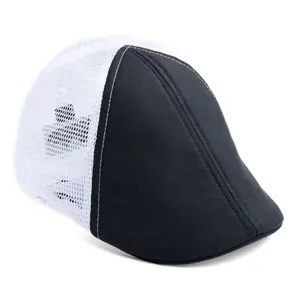 The Mesh Trucker Boston Scally Cap - Black with White