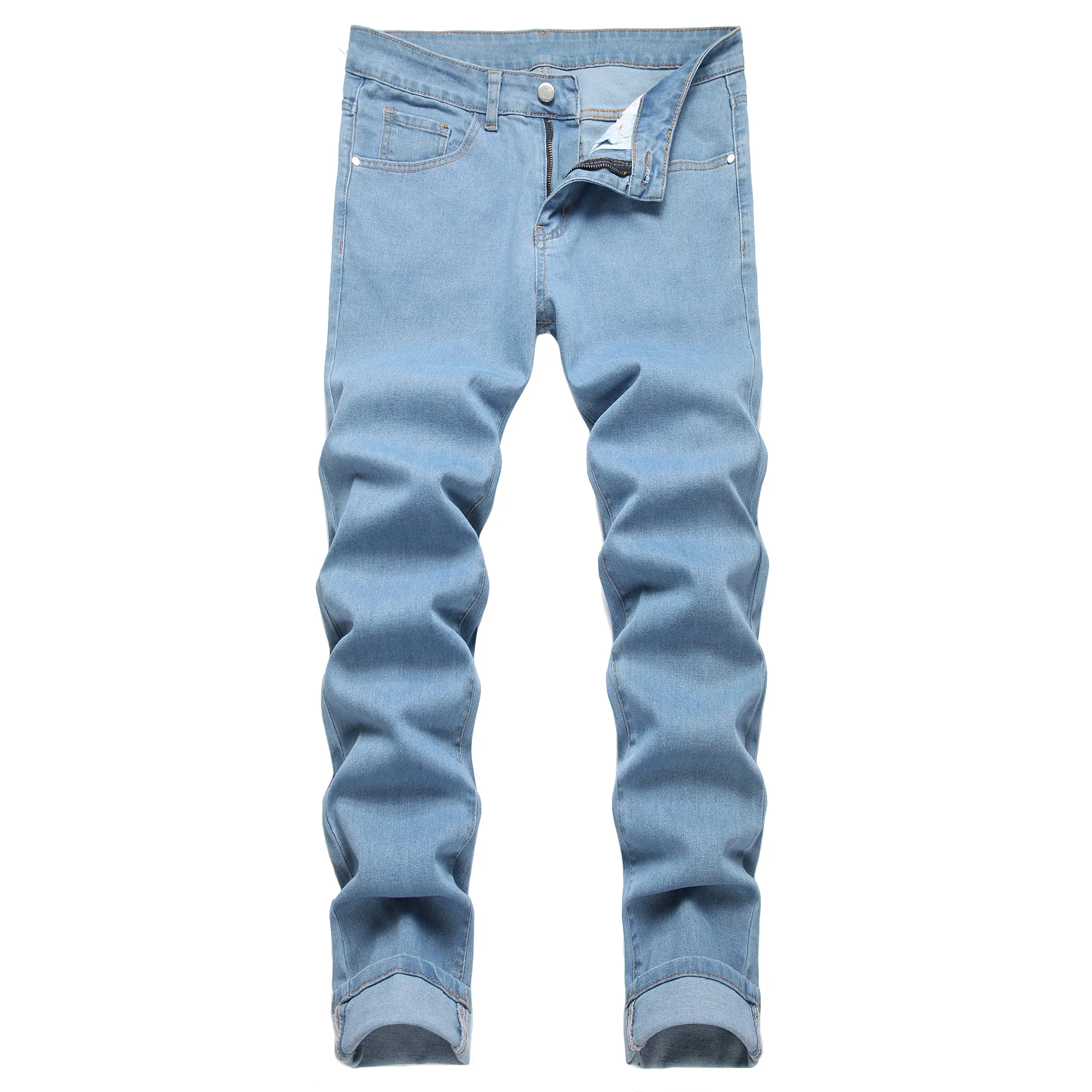 JUNBAOSS Men's Hipster Jeans in Plain Stretch Cotton, Personalized Slim Fit Straight Leg Style with a Natural Waist, 5-Pocket Design & Zipper Fly, Classic, Halloween, Cute