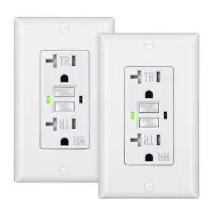 2-Pack GFCI Outlet 20Amp, Outdoor Weather-Resistant(WR), Tamper-Resistant(TR), UL Listed, Gfi Self-Test, LED Indicator, Wallplate Included with Thinner Design, White