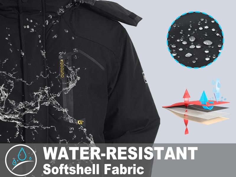 Men's Ski Jacket Winter Warm Snow Coat Waterproof Windbreaker Hooded Work Outerwear Snowboarding Jackets