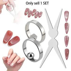 1 SET 2026 New Ring-Shaped Cat Eye Magnet for Nails, Hollow Cateye Magnet for Nails, Y & Rin-gMagnet, Strong Metal Nail Art Magnet, Portable Hollow Circular Cat Eye for Home DIY, Beginners & Nail Artists