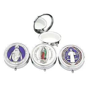 Rosary Jewelry Box, Compact Cross Pendant Storage Case, 3.8cm Inner Ring Holder for Catholic Rosary Beads & Prayer Accessories