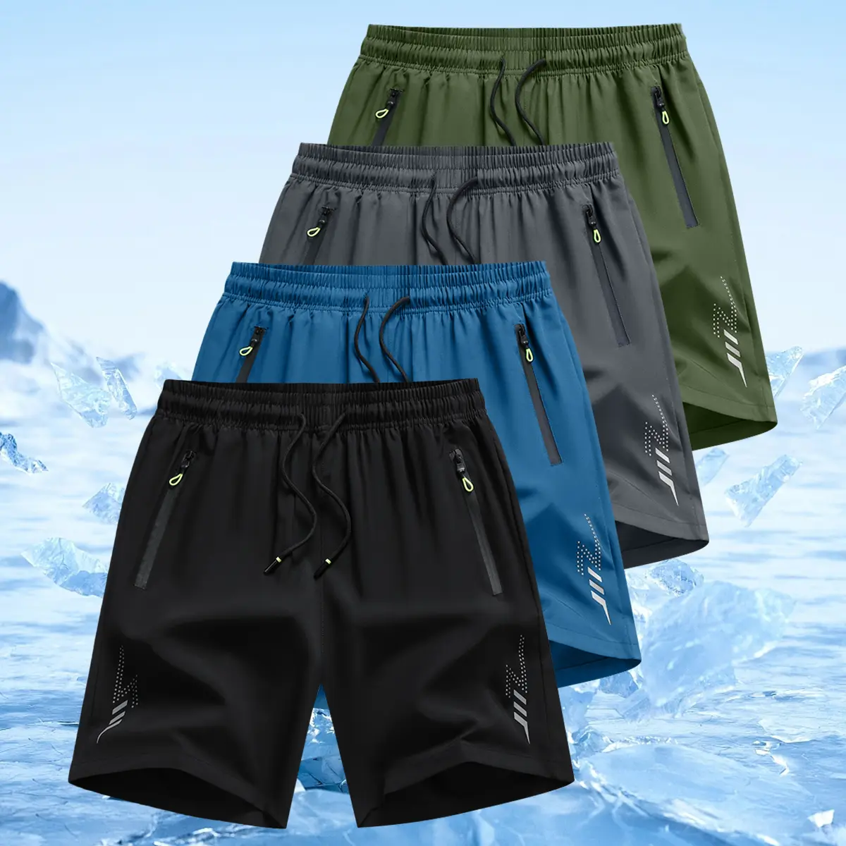 Black + Lake Blue + Gray + Army Green