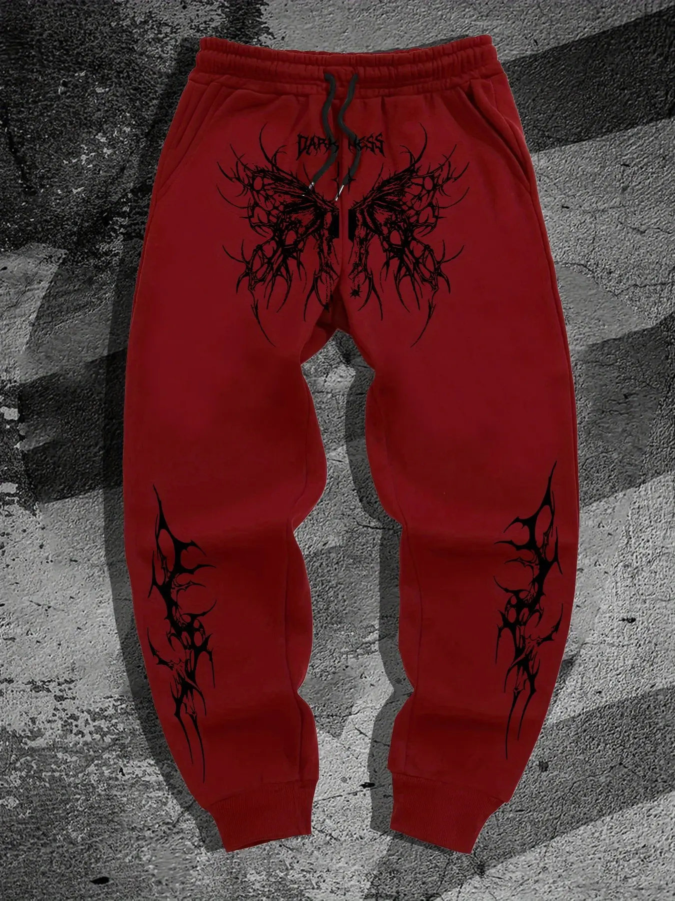 Y2K Thorn Butterfly Print Jogger Pants, American High Street Heavyweight Casual Athletic Jogging Sweatpants, Unisex Vintage Spice Girl