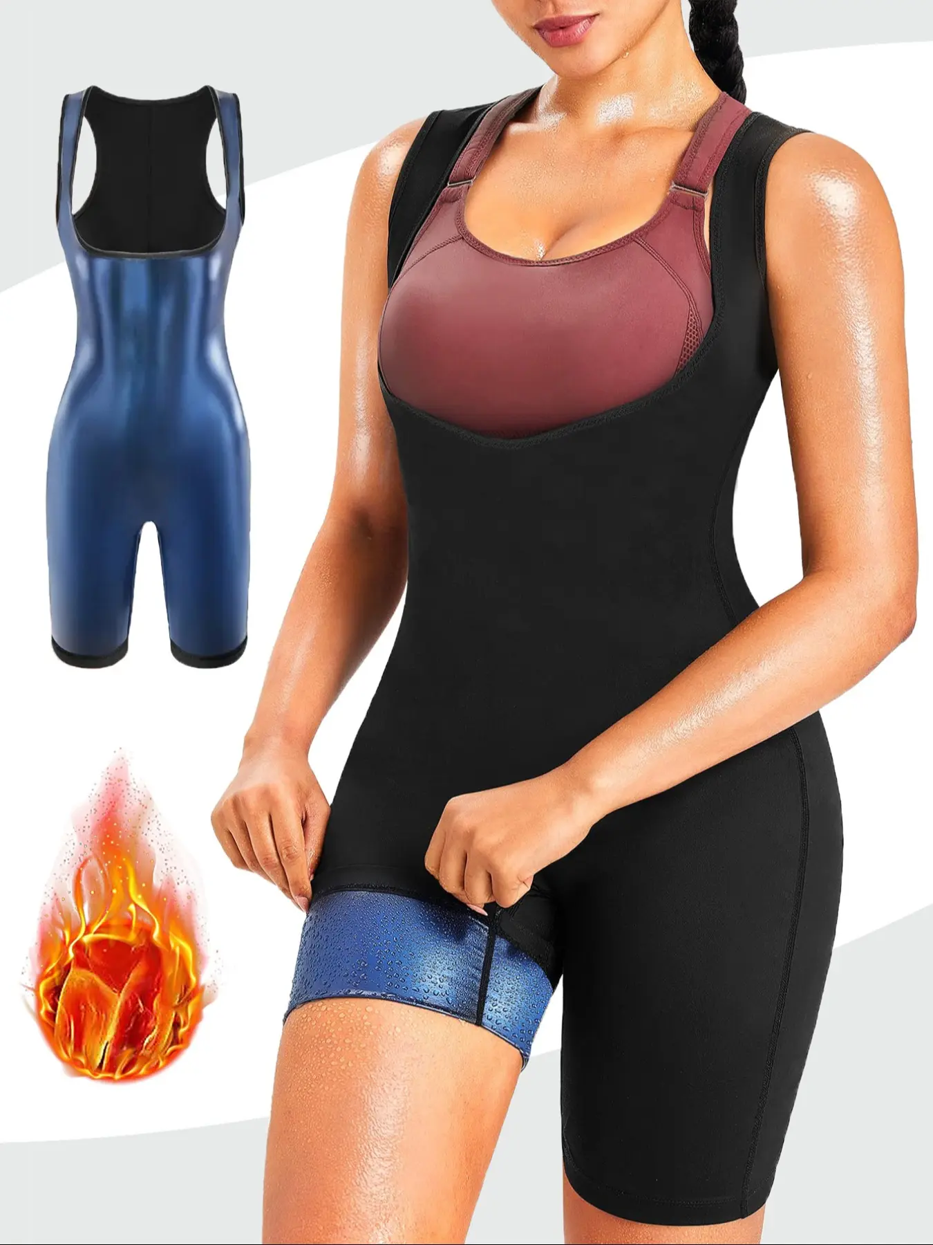 Women's Large Size Sauna Suit, Zipper Design Sweatshirt Tank Top, Fat Burning, Body Shaping, Waist Training, Yoga, Fitness, Running, Workout Running Clothes, Fitness Activewear
