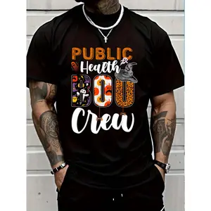 100% Cotton Public Health Boo Crew Halloween Matching Nurse T-Shirt Unisex Premium Soft Comfort Crew Tee Undershirts Plus Size Oversized T-Shirt
