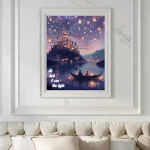 Tangled Floating Lantern Art Print - Rapunzel Inspired Vintage Poster For Fans And Home Decor