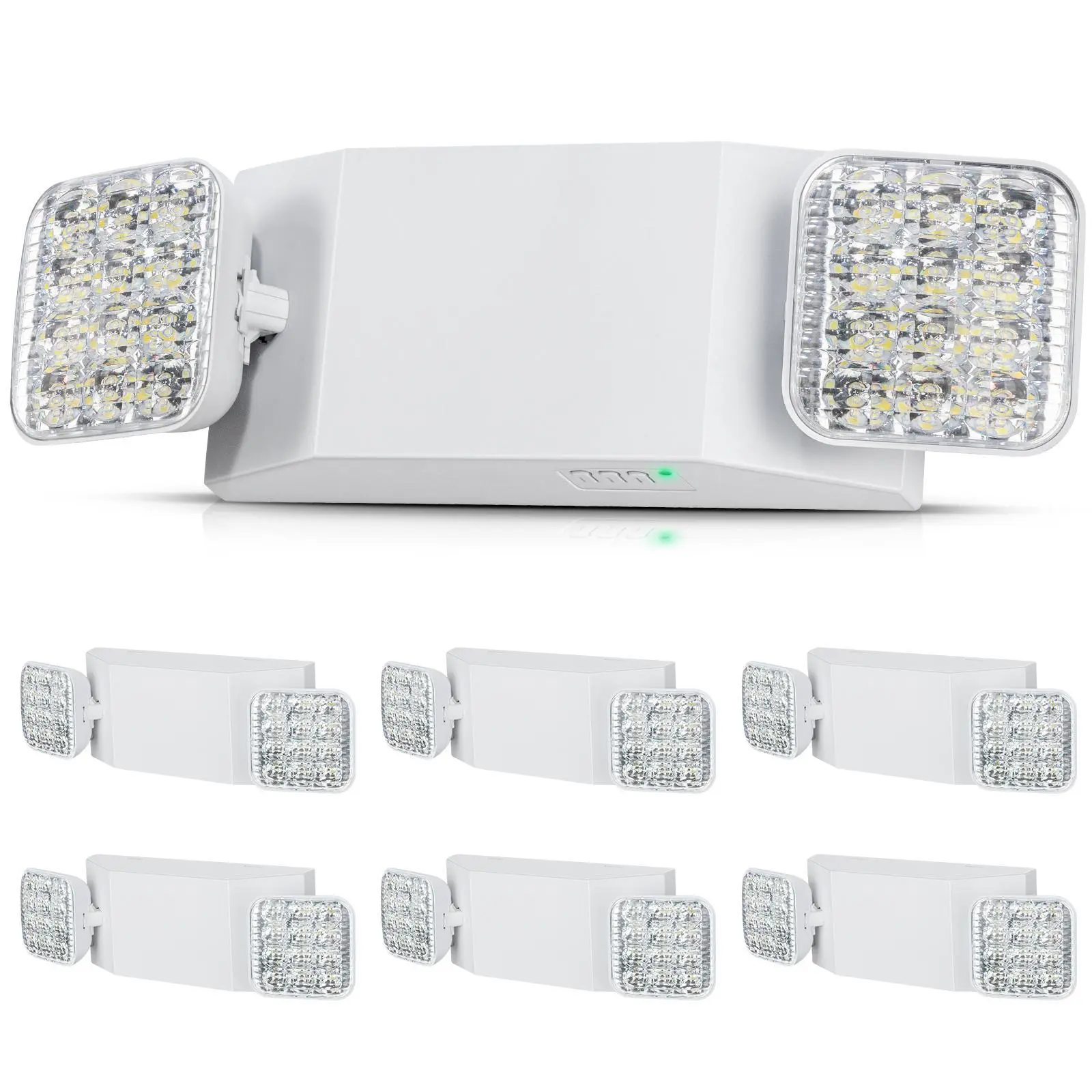【Summerfinds】VEVOR 6 Pack Commercial Emergency Light,  , 3W, White LED Emergency Exit Lighting Fixtures with 180 Minutes Backup Battery Adjustable 2 LED Square Head, Ceiling or Wall Mount for Business Power Outages