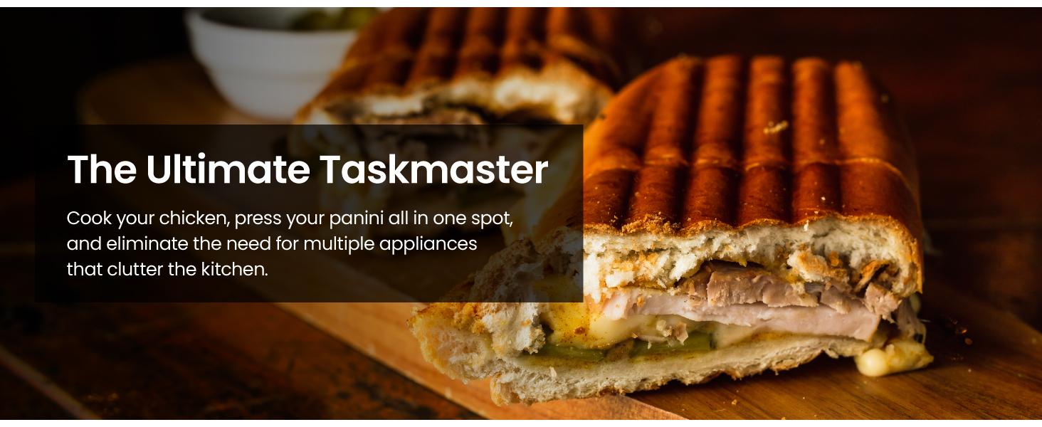 Chefman 3-in-1 Panini Press & Grill, 2-Slice Non-Stick, Opens Flat - Stainless Steel Chefman 3-in-1 Panini Press & Grill, 2-Slice Non-Stick, Opens Flat - Stainless Steel