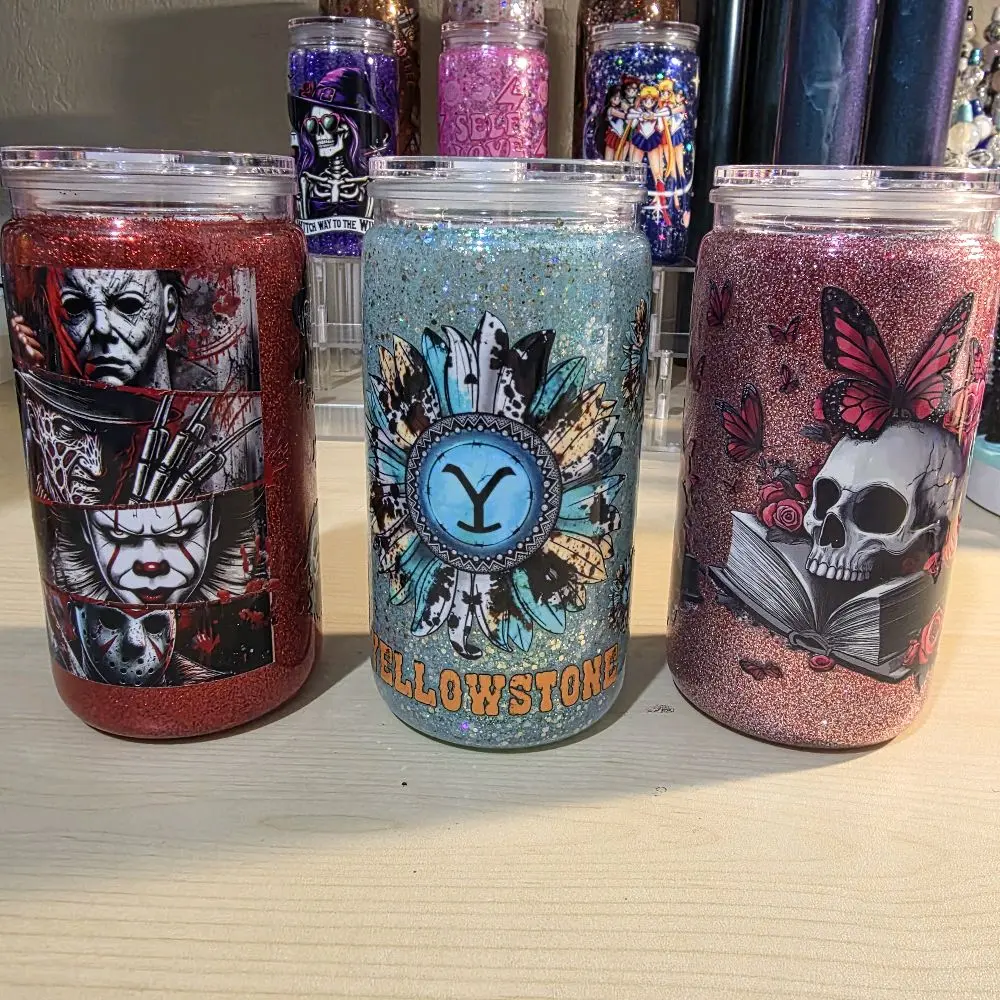 16oz glitter cup